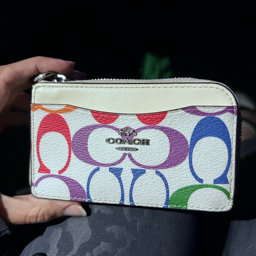 Coach Cream and Red Wallet Signature Style